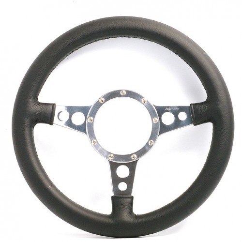 Moto-Lita Steering Wheel 15" Leather Rim with Holed Polished Spokes image #1