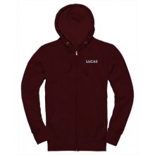 Lucas Text Zip-Up Hoodie - Burgundy